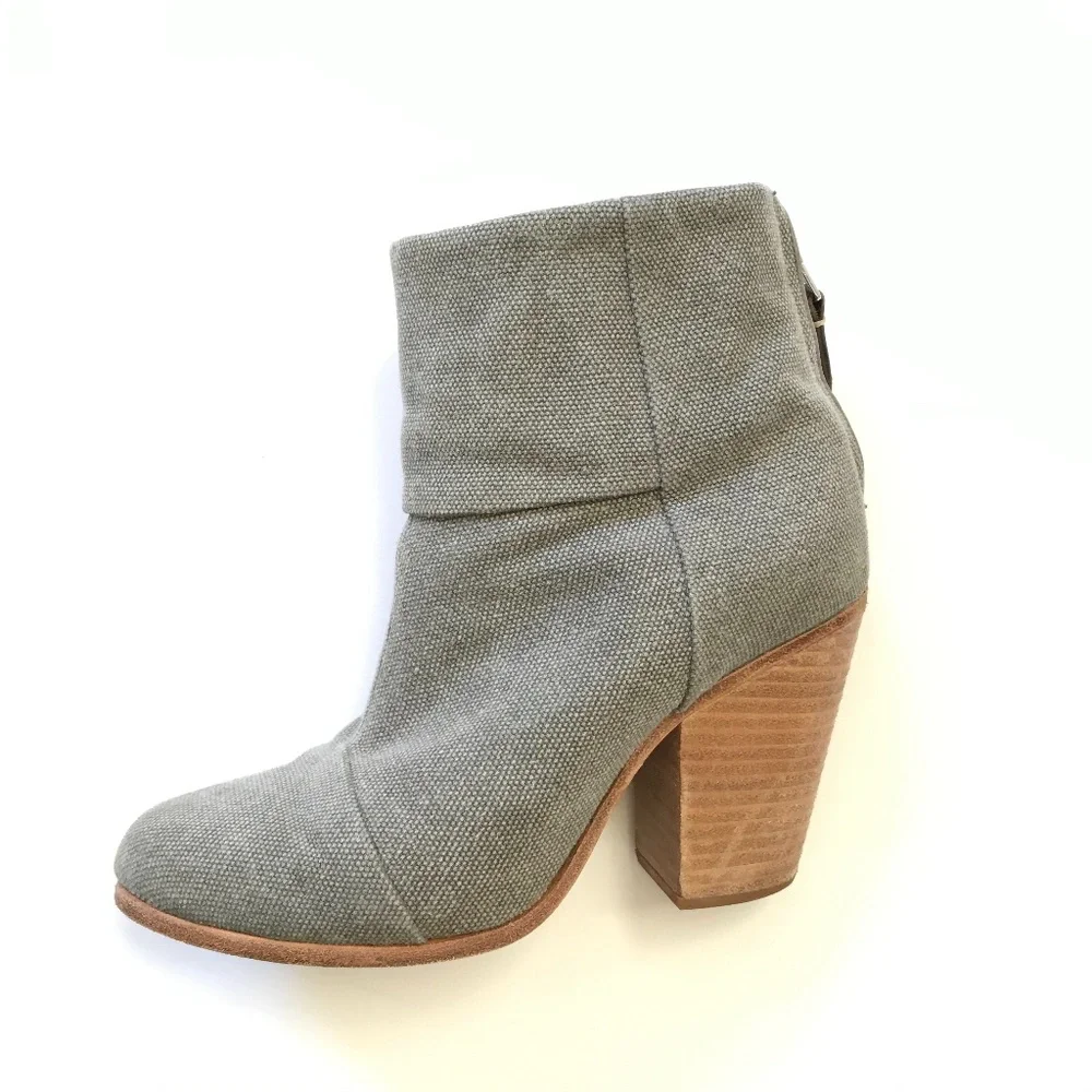Rag & Bone Newbury Boots Booties 36 6 Gray Canvas - Picture 1 of 12